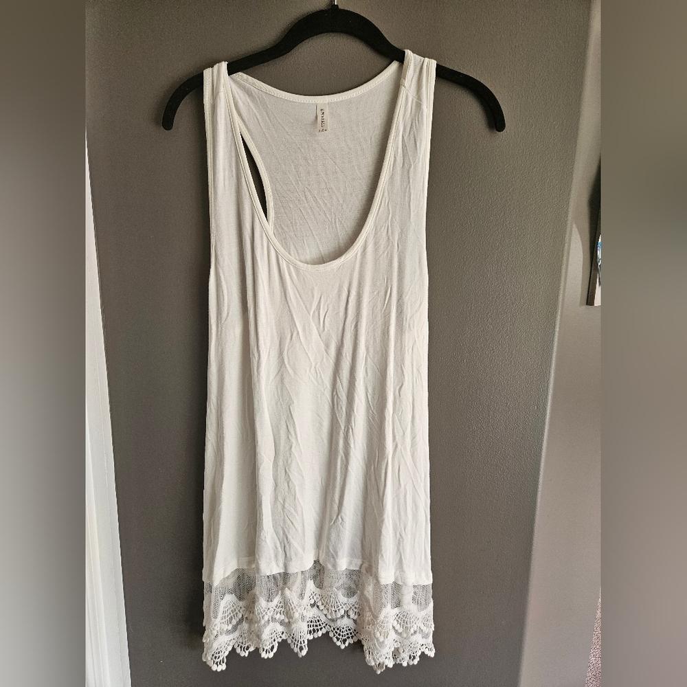 Emerald Asymmetrical Cream Tank Top